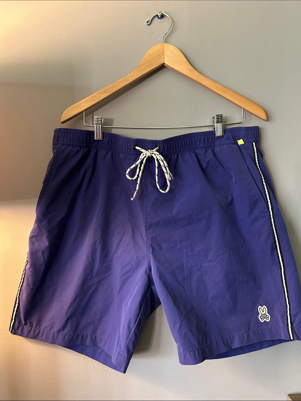 Psycho Bunny Purple Swim Trunks with Contrast Drawstring